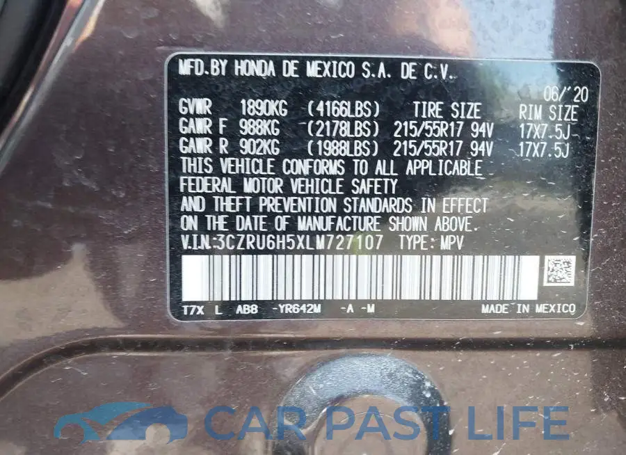 3CZRU6H5XLM727107# 9