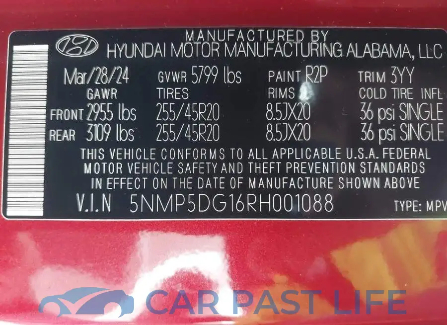 5NMP5DG16RH001088# 9