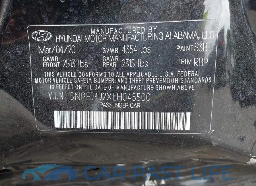 5NPEJ4J2XLH045500# 9