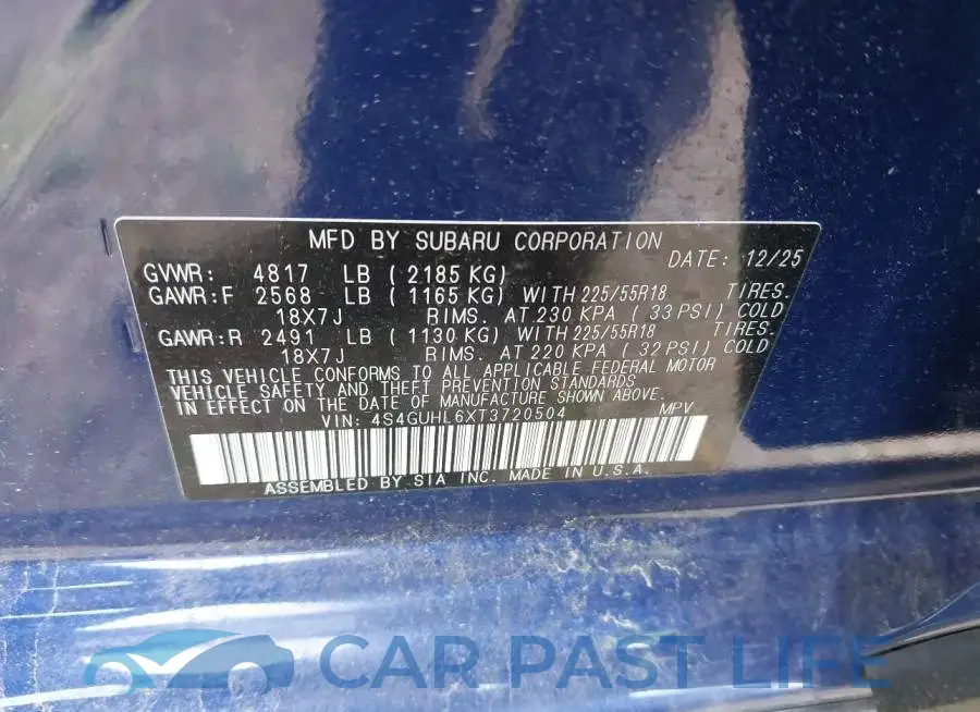 4S4GUHL6XT3720504# 9