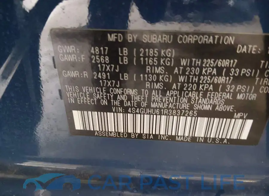 4S4GUHU61R3837265# 9