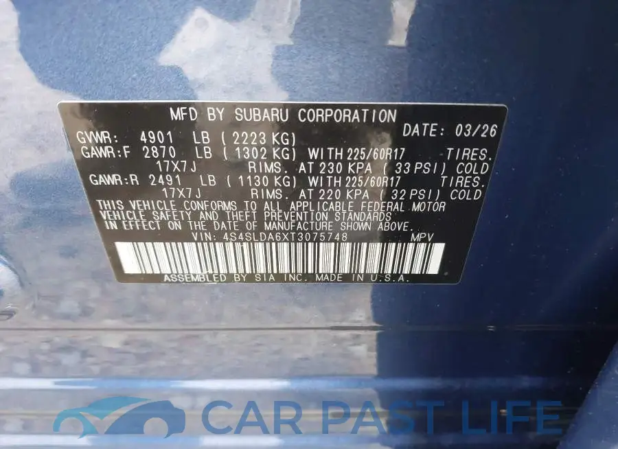 4S4SLDA6XT3075748# 9