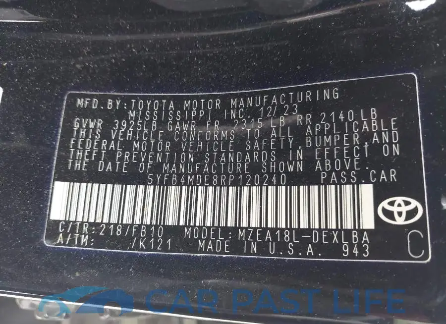 5YFB4MDE8RP120240# 9