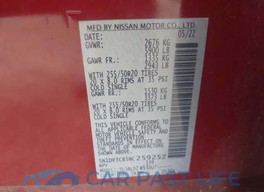 5N1DR3CB5NC259252# 9