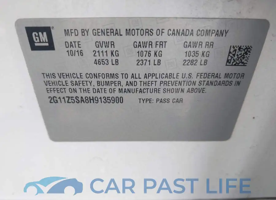 2G11Z5SA8H9135900# 9
