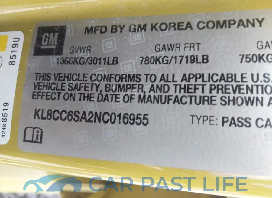 KL8CC6SA2NC016955# 9