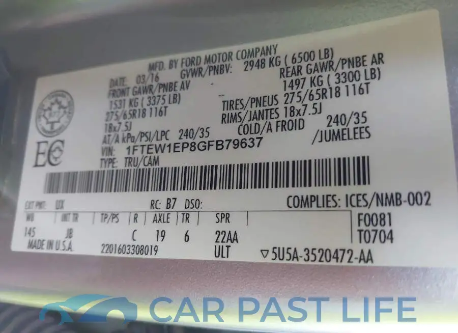 1FTEW1EP8GFB79637# 9