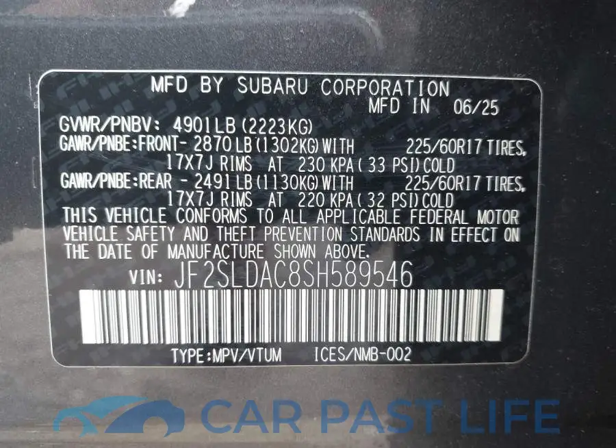 JF2SLDAC8SH589546# 9