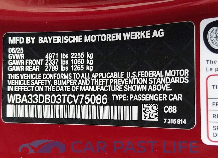WBA33DB03TCV75086# 9