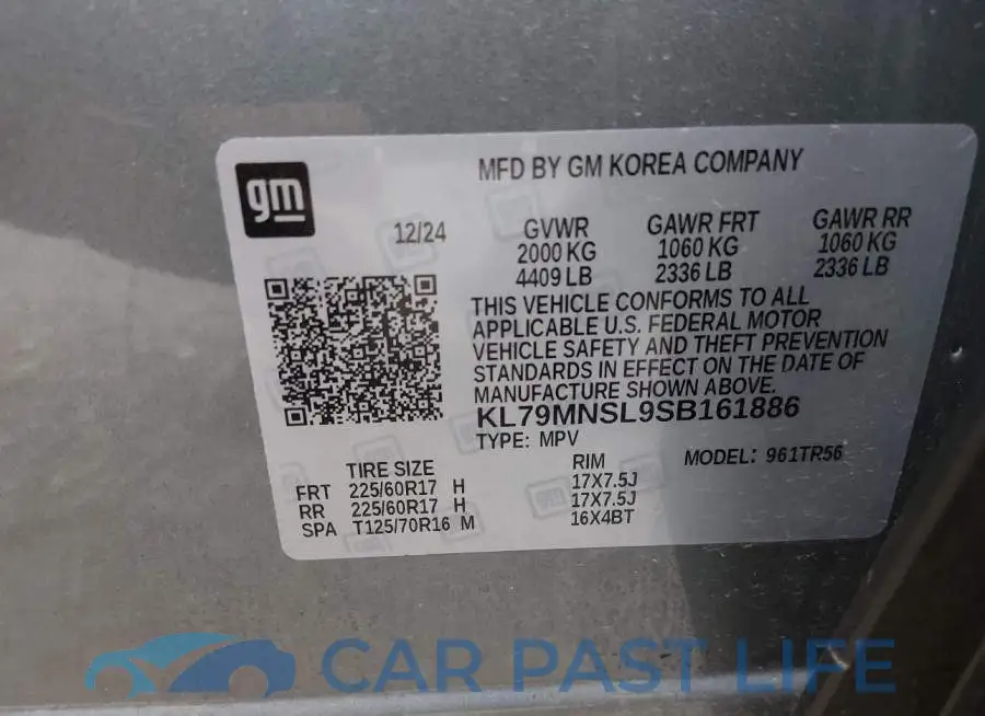 KL79MNSL9SB161886# 9