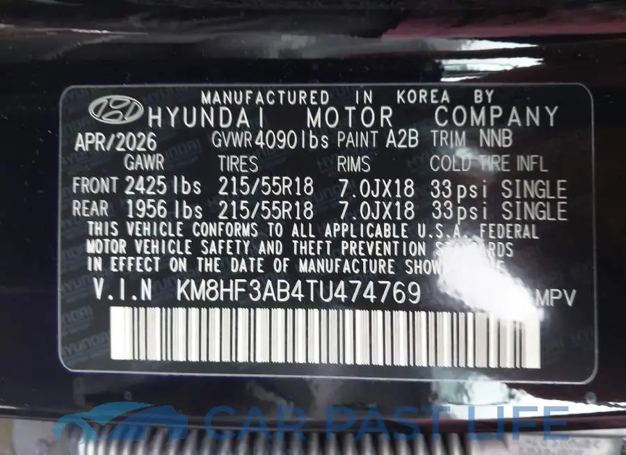 KM8HF3AB4TU474769# 9