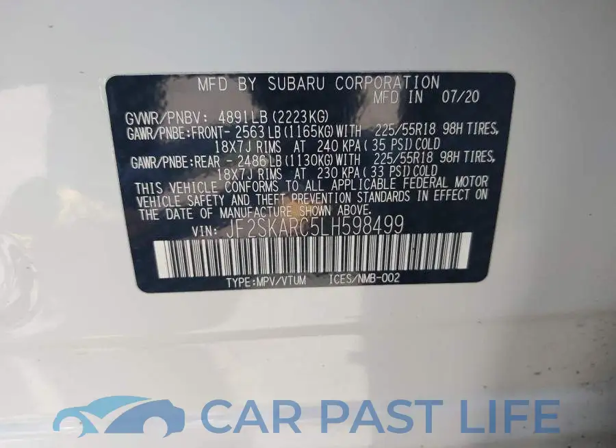 JF2SKARC5LH598499# 9