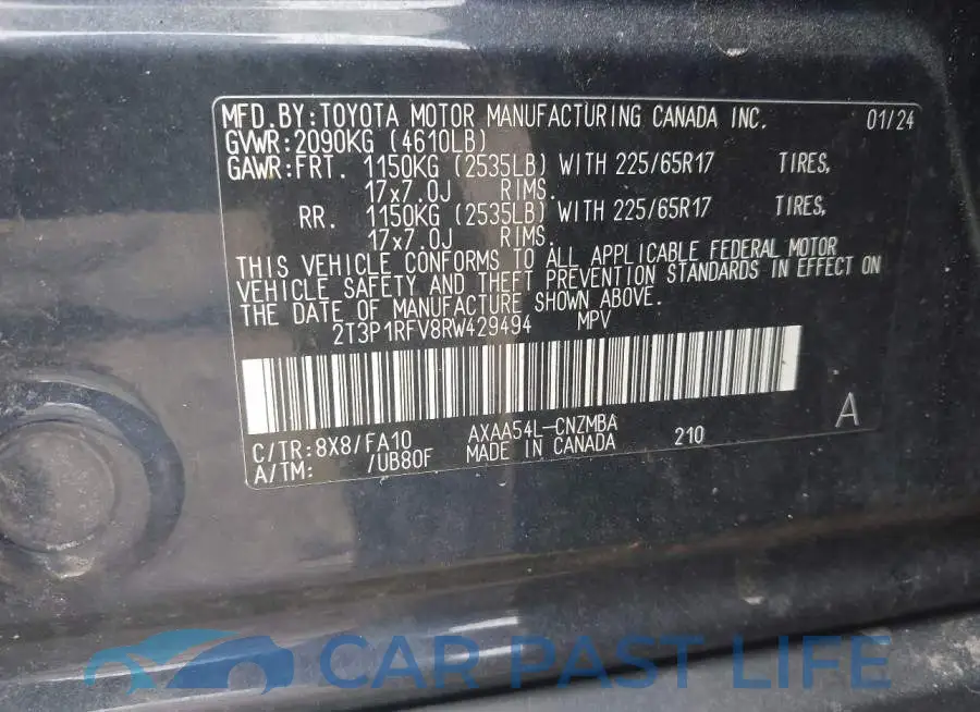 2T3P1RFV8RW429494# 9