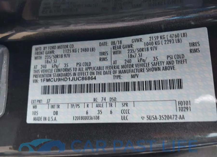 1FMCU9HD1JUC86864# 9