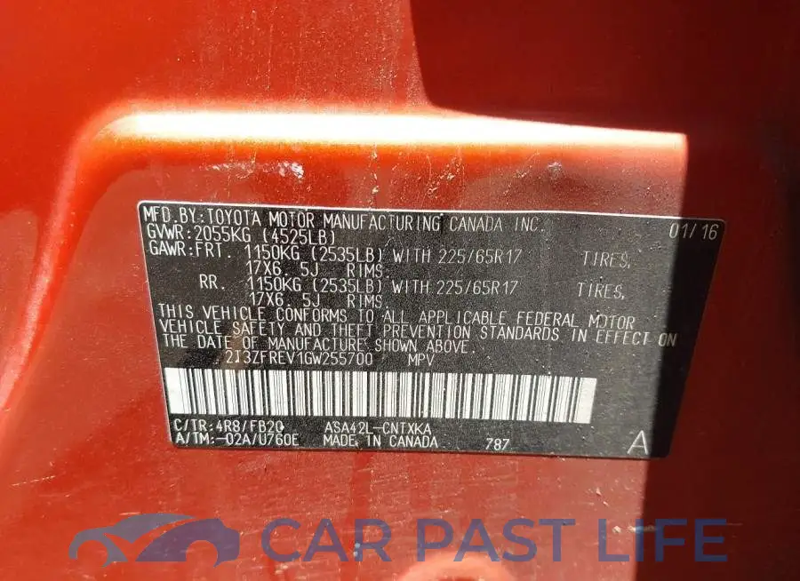 2T3ZFREV1GW255700# 9