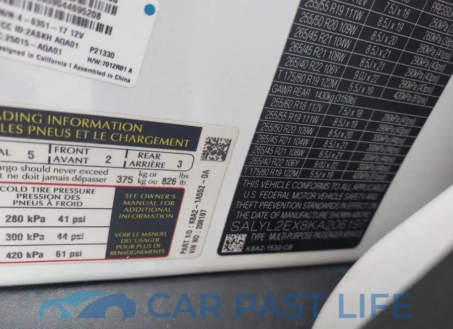 SALYL2EX8KA206197# 9