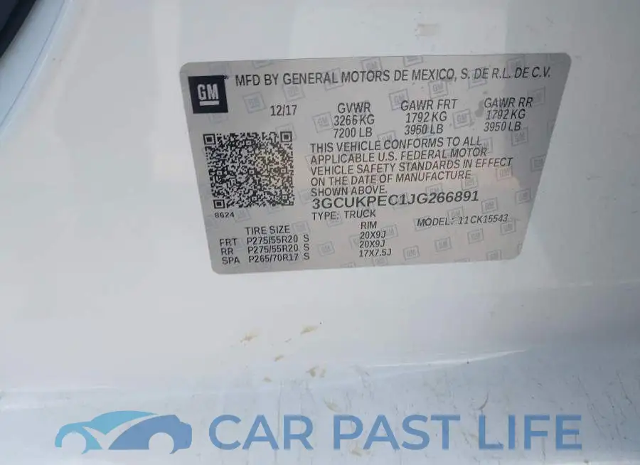 3GCUKPEC1JG266891# 9