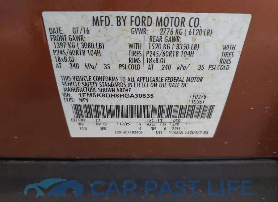 1FM5K8DH8HGA30635# 9