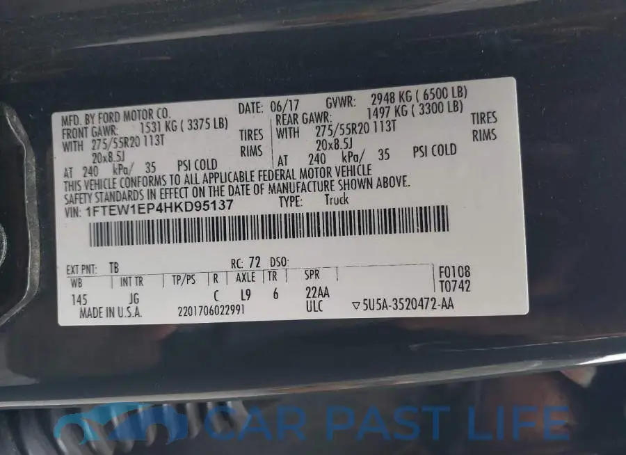 1FTEW1EP4HKD95137# 9