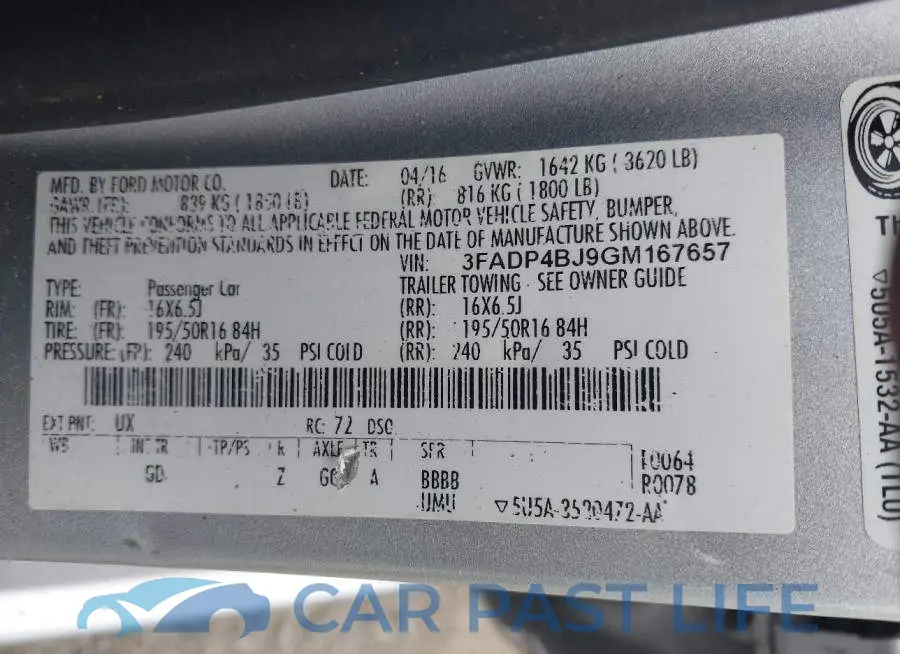 3FADP4BJ9GM167657# 9