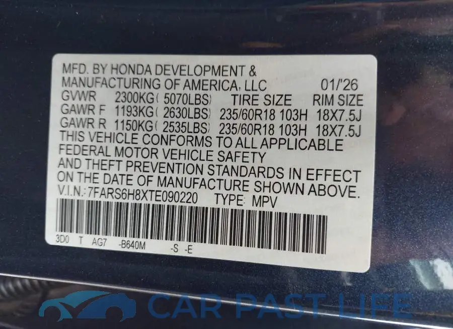7FARS6H8XTE090220# 9