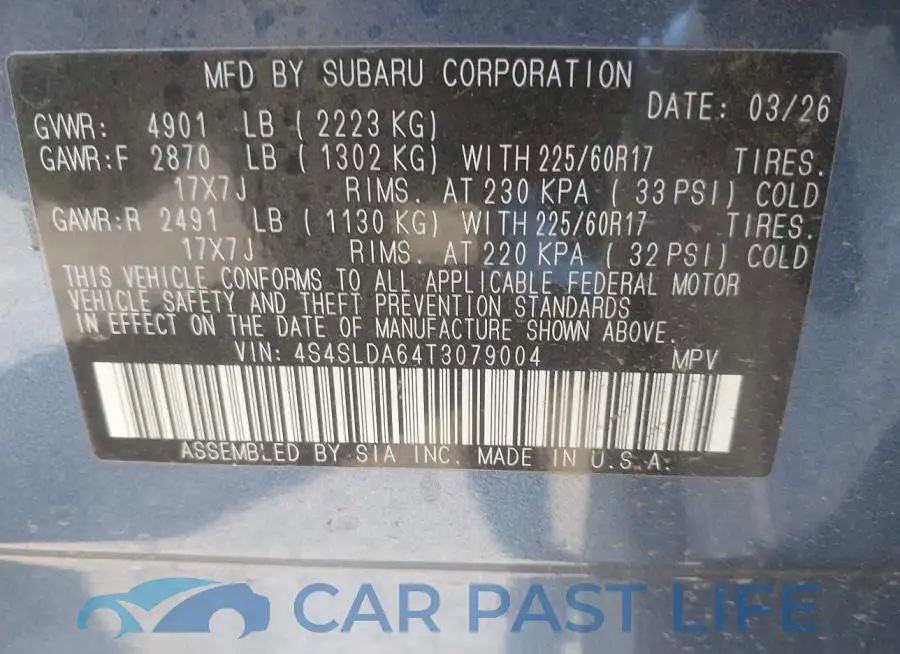 4S4SLDA64T3079004# 9