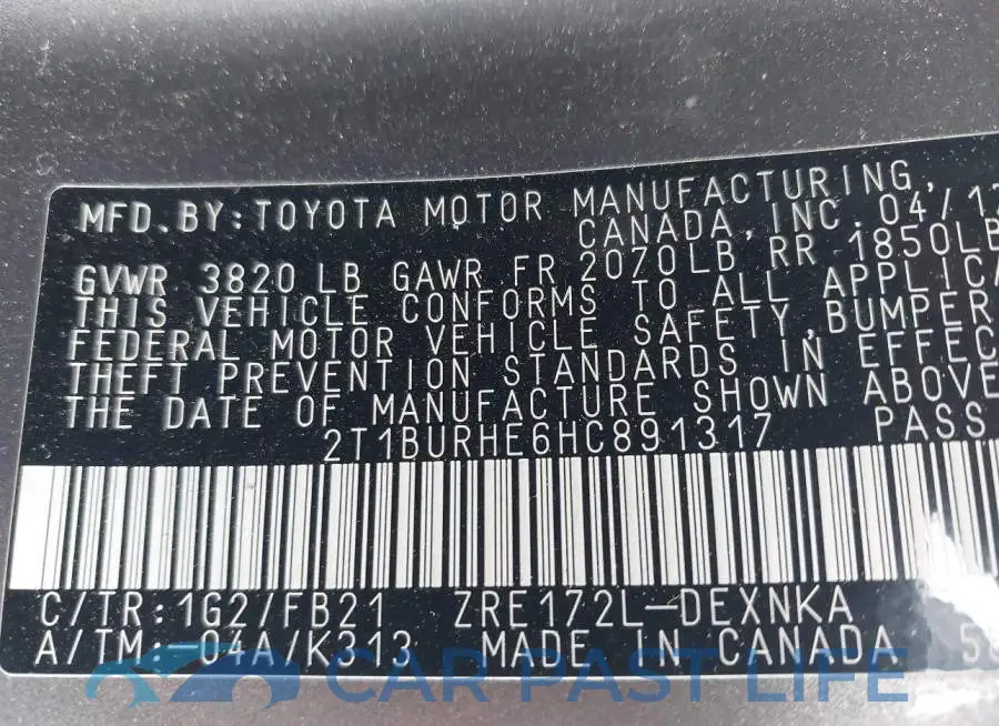 2T1BURHE6HC891317# 9