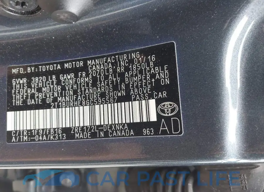 2T1BURHE8GC595567# 9