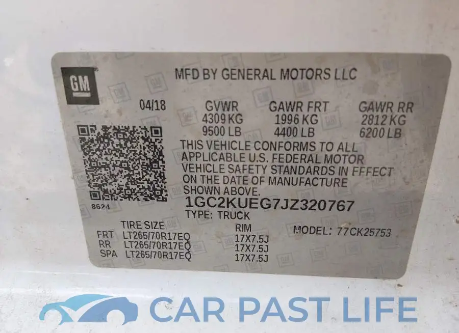 1GC2KUEG7JZ320767# 9