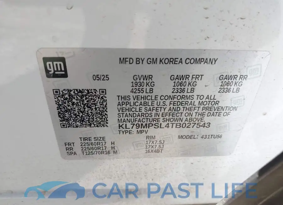 KL79MPSL4TB027543# 9