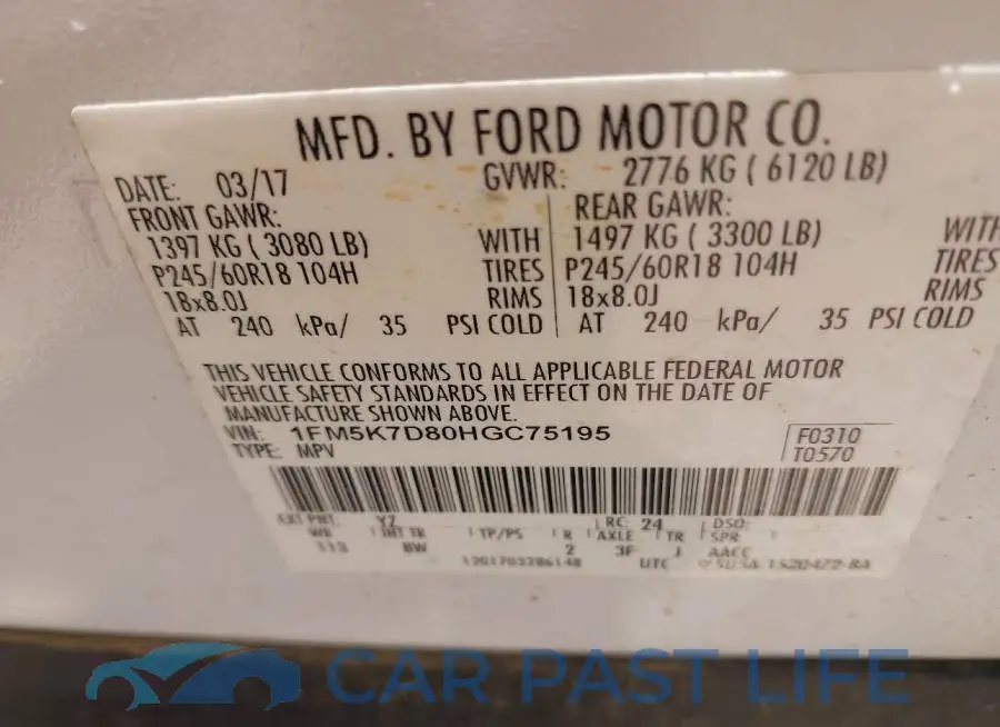 1FM5K7D80HGC75195# 9