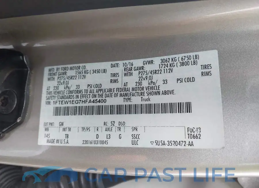 1FTEW1EG7HFA45400# 9