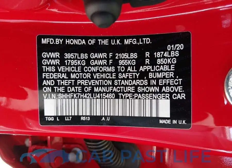 SHHFK7H42LU415460# 9