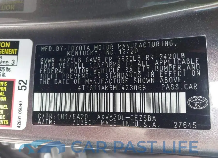 4T1G11AK5MU423068# 9