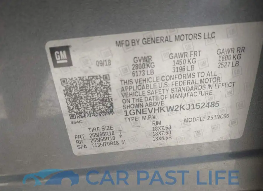 1GNEVHKW2KJ152485# 9