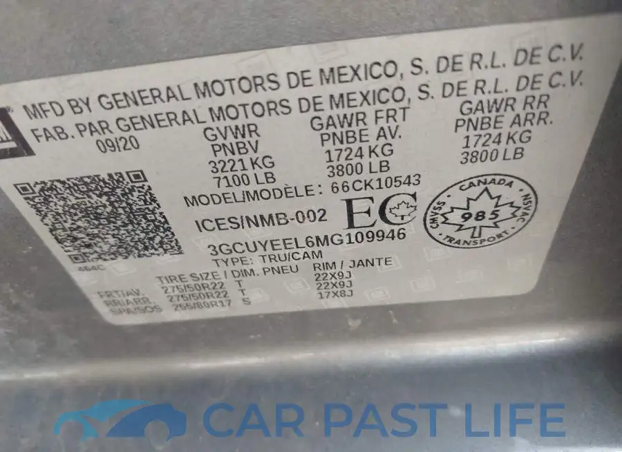 3GCUYEEL6MG109946# 9