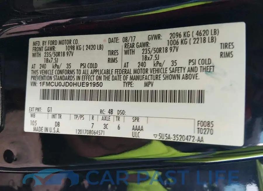 1FMCU0JD0HUE91950# 9