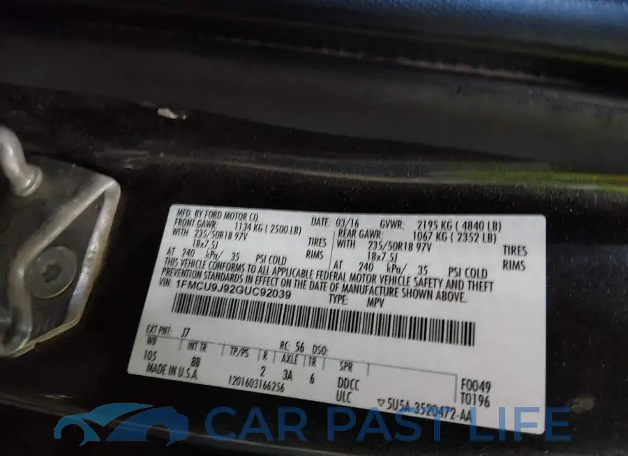 1FMCU9J92GUC92039# 9