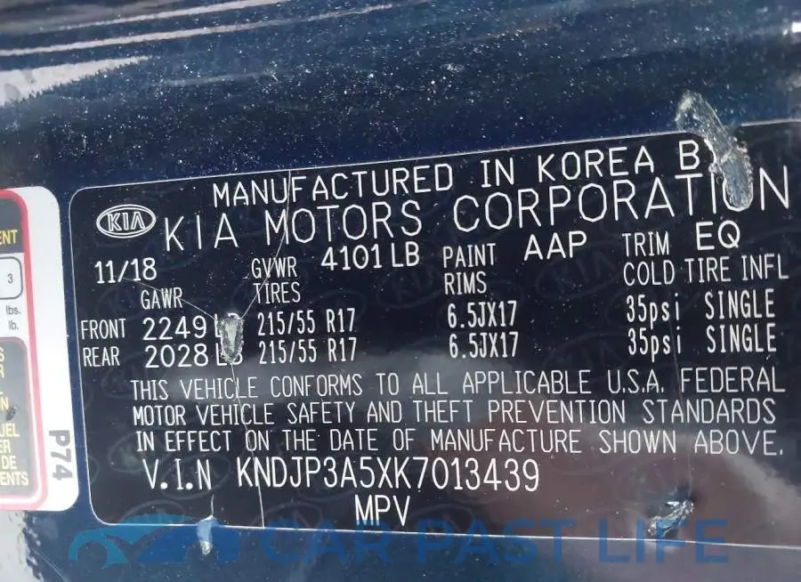 KNDJP3A5XK7013439# 9