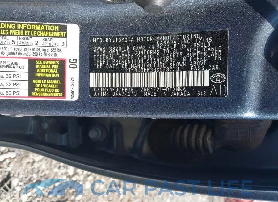 2T1BURHE3GC578238# 9