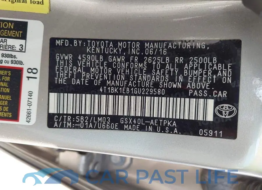 4T1BK1EB1GU229580# 9