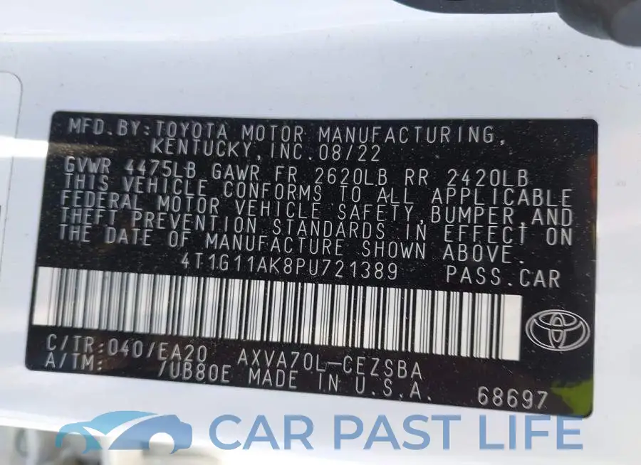 4T1G11AK8PU721389# 9