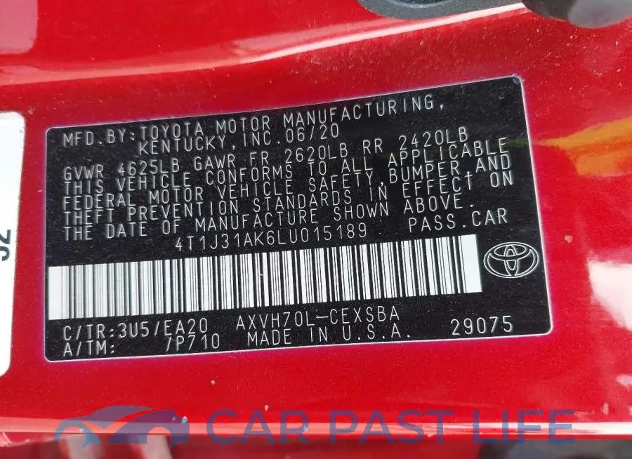 4T1J31AK6LU015189# 9