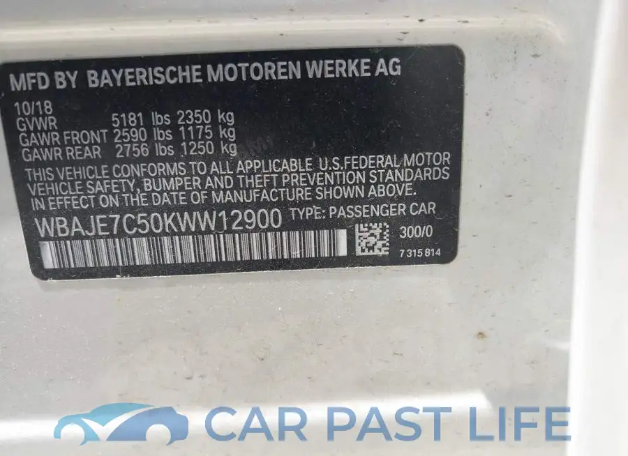 WBAJE7C50KWW12900# 9