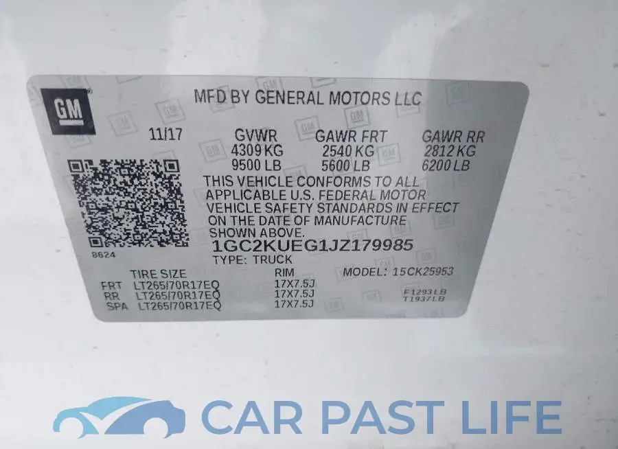 1GC2KUEG1JZ179985# 9