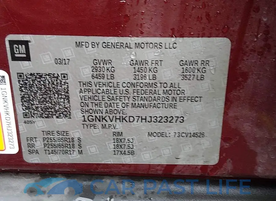 1GNKVHKD7HJ323273# 9