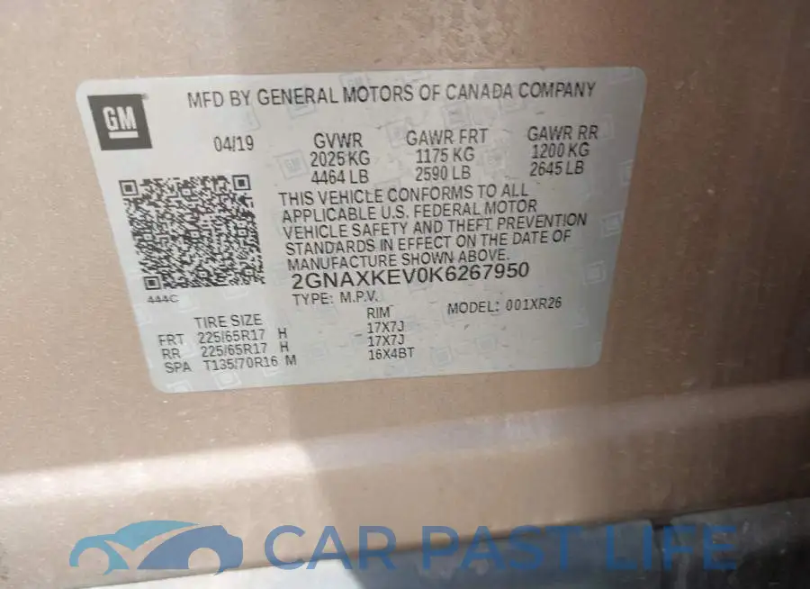 2GNAXKEV0K6267950# 9
