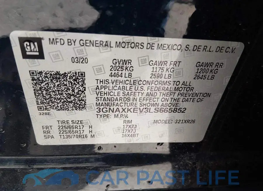 3GNAXKEV3LS665852# 9