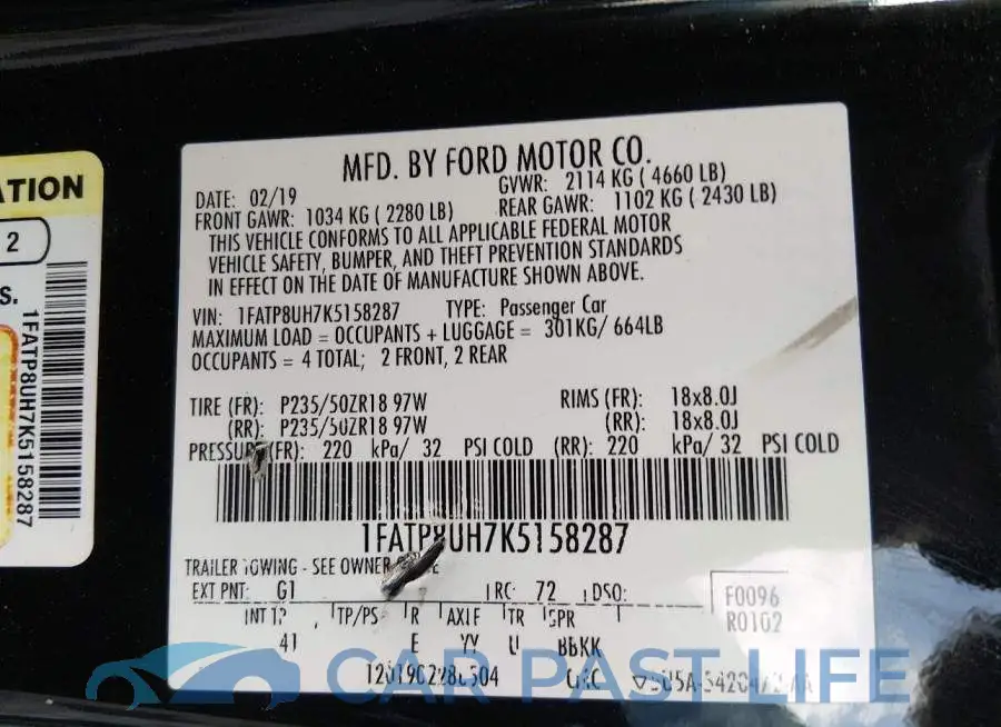 1FATP8UH7K5158287# 9