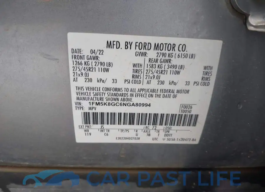1FM5K8GC6NGA80994# 9